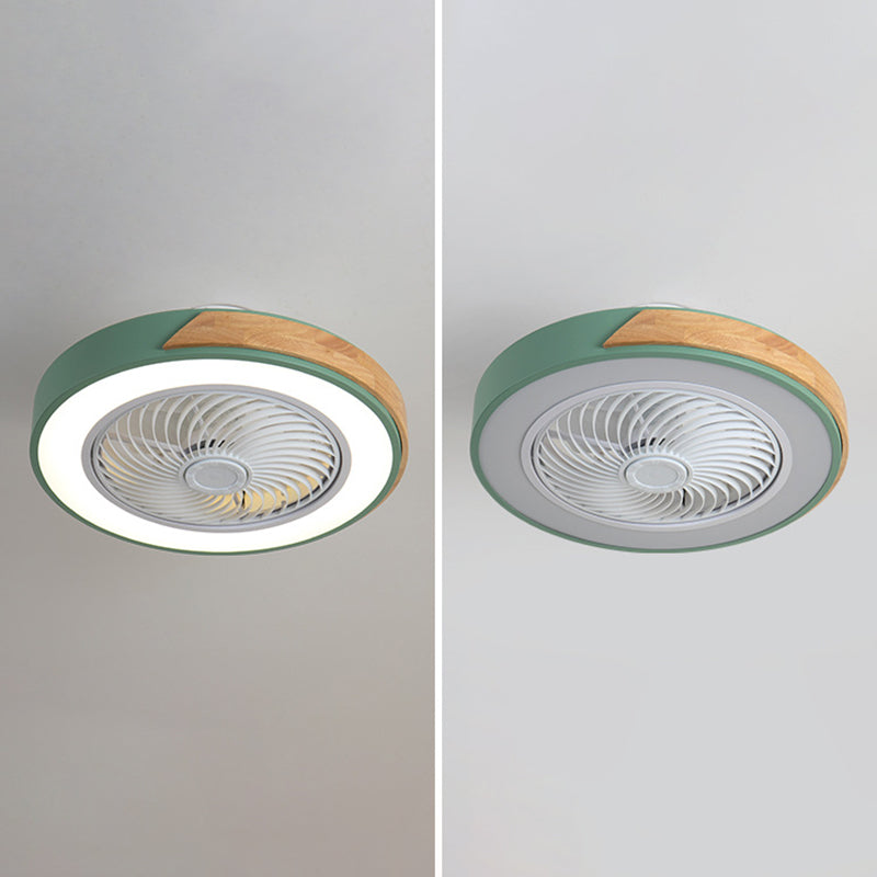 Runde Farbblöcke Deckenventilator Leuchte LED LED Metal Halbmontage Beleuchtung für Schlafzimmer