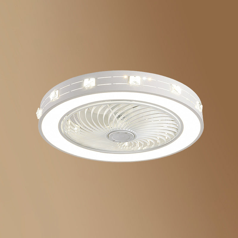 Schlafzimmer Lüfterleuchte Nordic White Semi Flush Deckenlampe mit Trommelmetallschatten