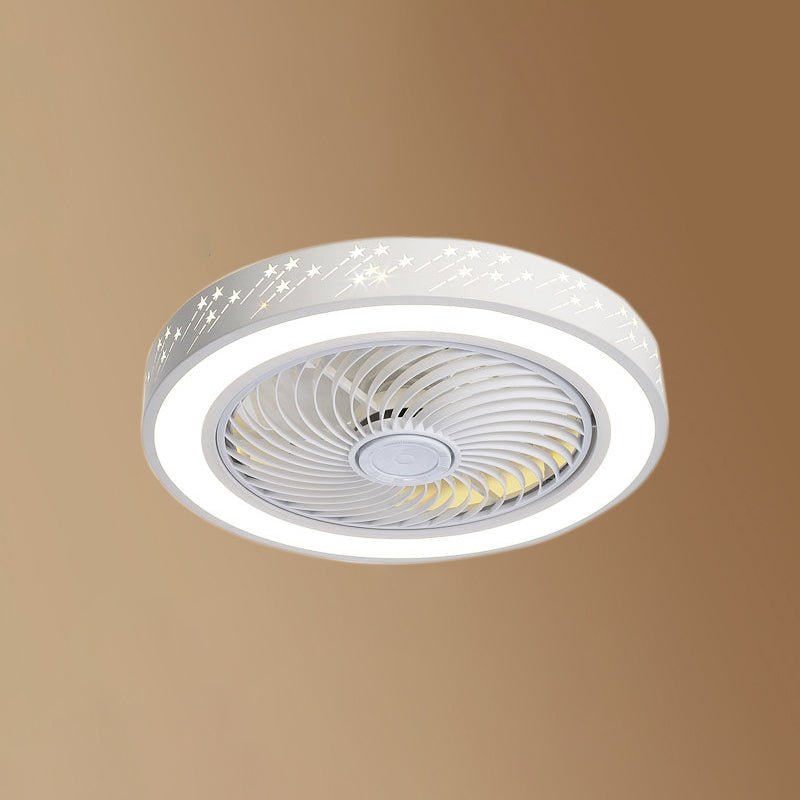 Schlafzimmer Lüfterleuchte Nordic White Semi Flush Deckenlampe mit Trommelmetallschatten