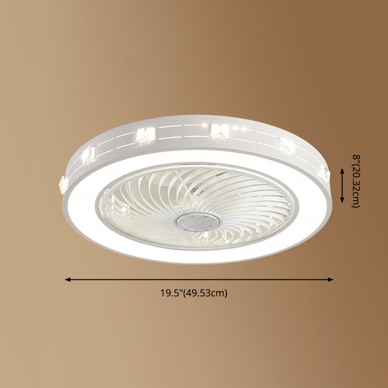 Schlafzimmer Lüfterleuchte Nordic White Semi Flush Deckenlampe mit Trommelmetallschatten