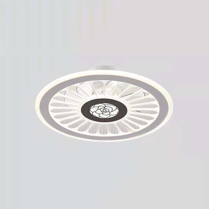 Einfachheit LED Deckenventilator weiße radförmige Halbflush -Licht mit Acrylschatten für Schlafzimmer