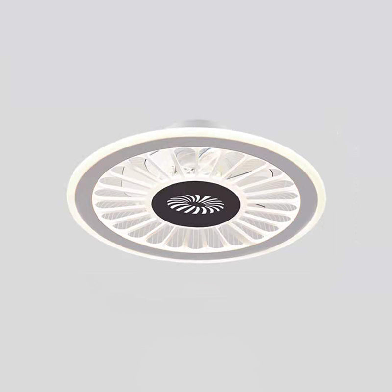 Einfachheit LED Deckenventilator weiße radförmige Halbflush -Licht mit Acrylschatten für Schlafzimmer