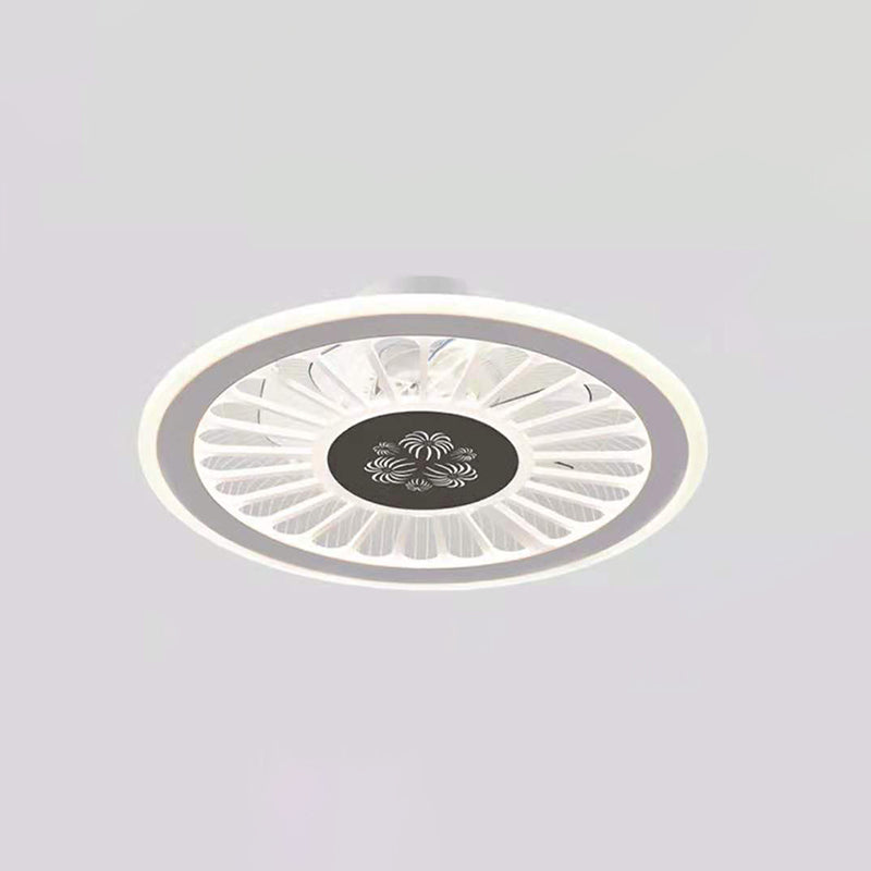 Einfachheit LED Deckenventilator weiße radförmige Halbflush -Licht mit Acrylschatten für Schlafzimmer