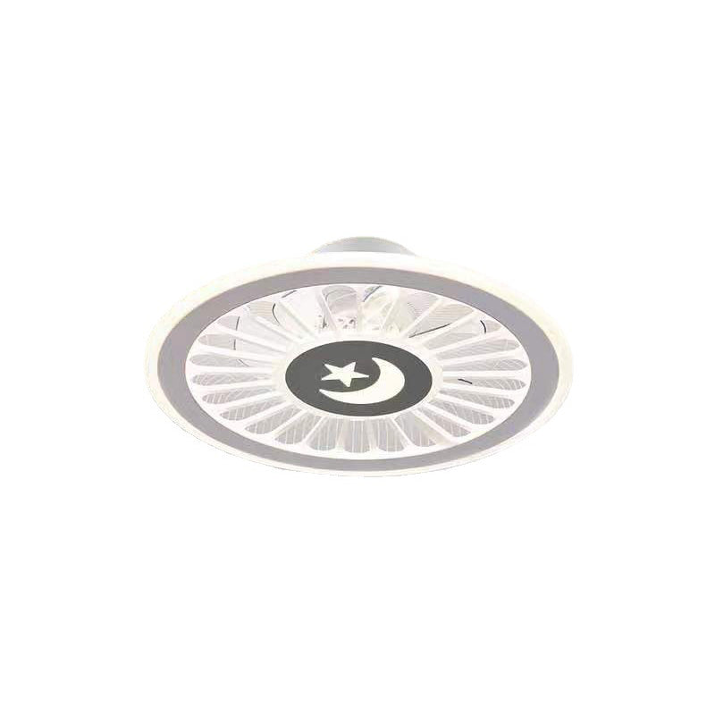 Einfachheit LED Deckenventilator weiße radförmige Halbflush -Licht mit Acrylschatten für Schlafzimmer