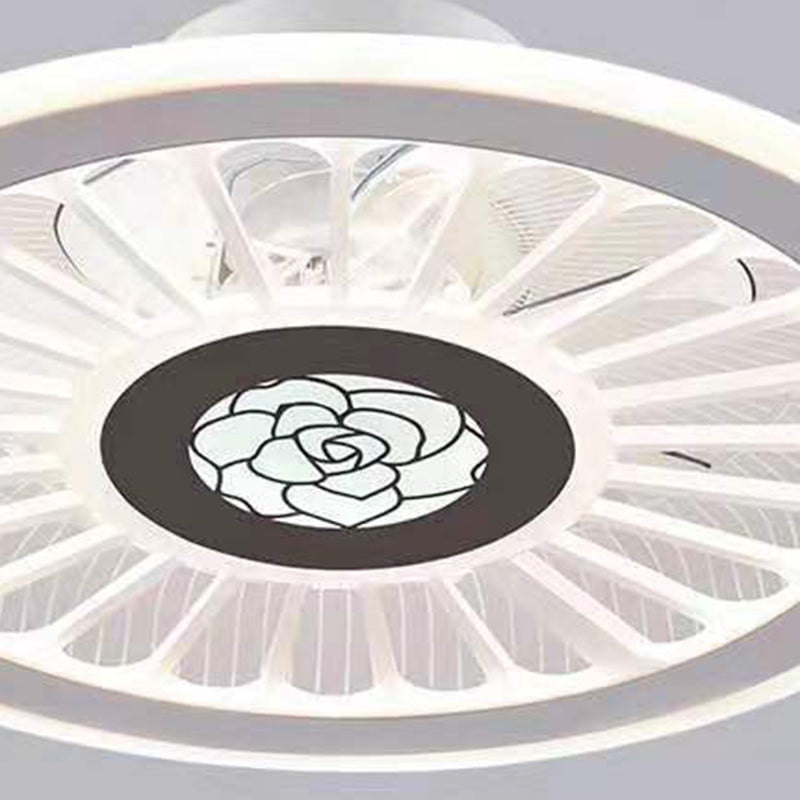 Einfachheit LED Deckenventilator weiße radförmige Halbflush -Licht mit Acrylschatten für Schlafzimmer