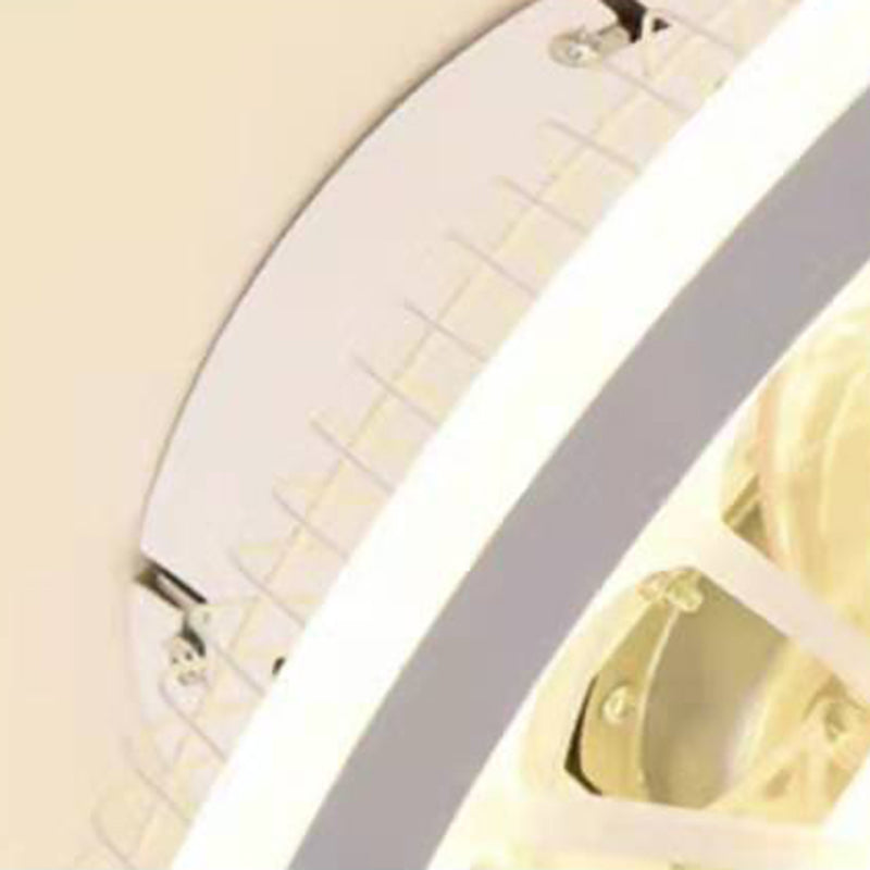 Einfachheit LED Deckenventilator weiße radförmige Halbflush -Licht mit Acrylschatten für Schlafzimmer