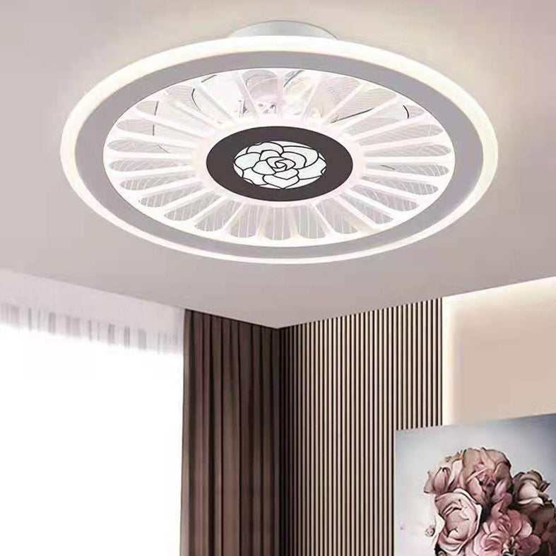 Einfachheit LED Deckenventilator weiße radförmige Halbflush -Licht mit Acrylschatten für Schlafzimmer