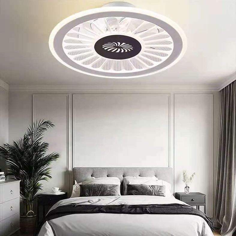 Einfachheit LED Deckenventilator weiße radförmige Halbflush -Licht mit Acrylschatten für Schlafzimmer