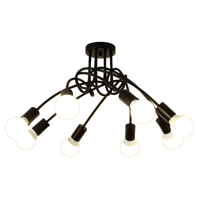 Lustre métallique industriel à montage Semi-encastré, ampoule nue, montage au plafond, pour chambre à coucher