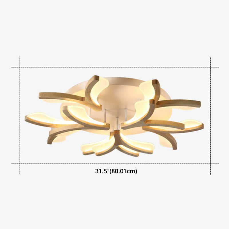 Satélite artificial de color madera cruda semiintegrado, lámpara de techo de madera moderna y simple con pantalla de acrílico