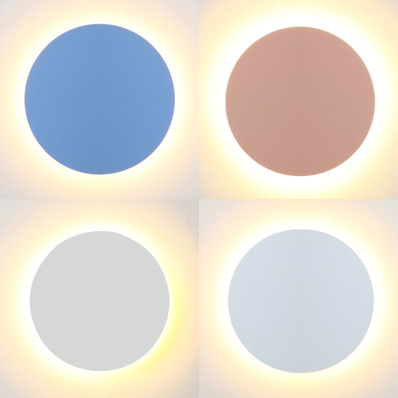 Metal Disc Wall Mount Lighting Modern Style LED Wall Sconce Lighting for Kids Bedroom