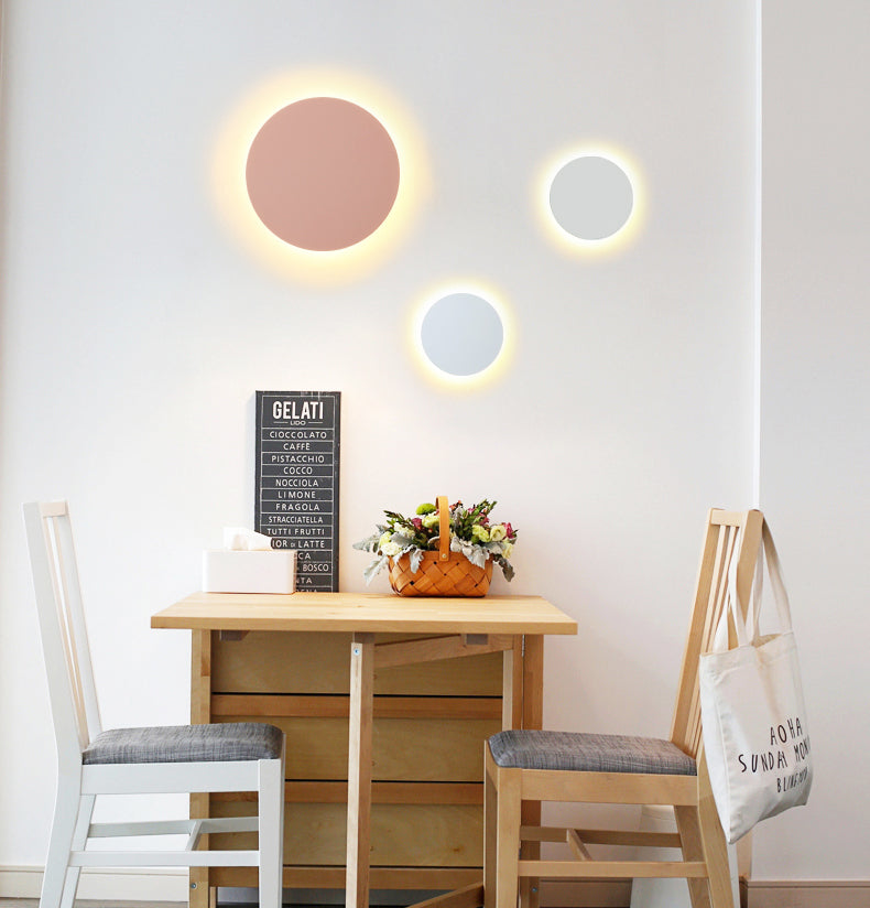 Metal Disc Wall Mount Lighting Modern Style LED Wall Sconce Lighting for Kids Bedroom