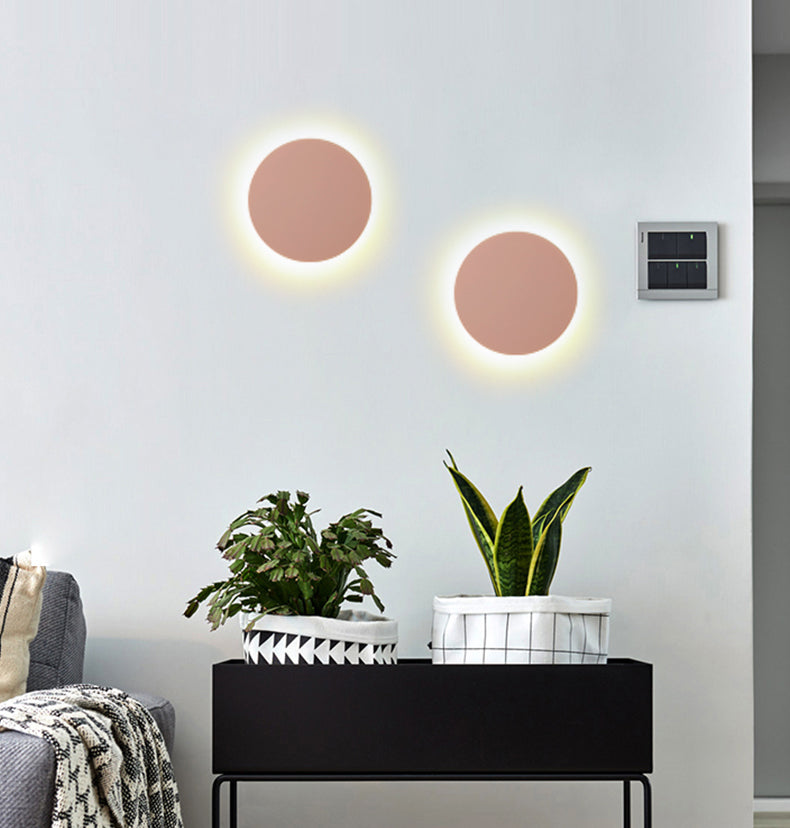 Metal Disc Wall Mount Lighting Modern Style LED Wall Sconce Lighting for Kids Bedroom