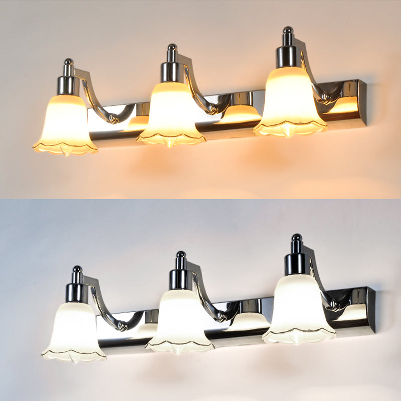 Traditional Simplicity Bell Vanity Sconce Lights Milk Glass Wall Mount Light Fixture for Bathroom