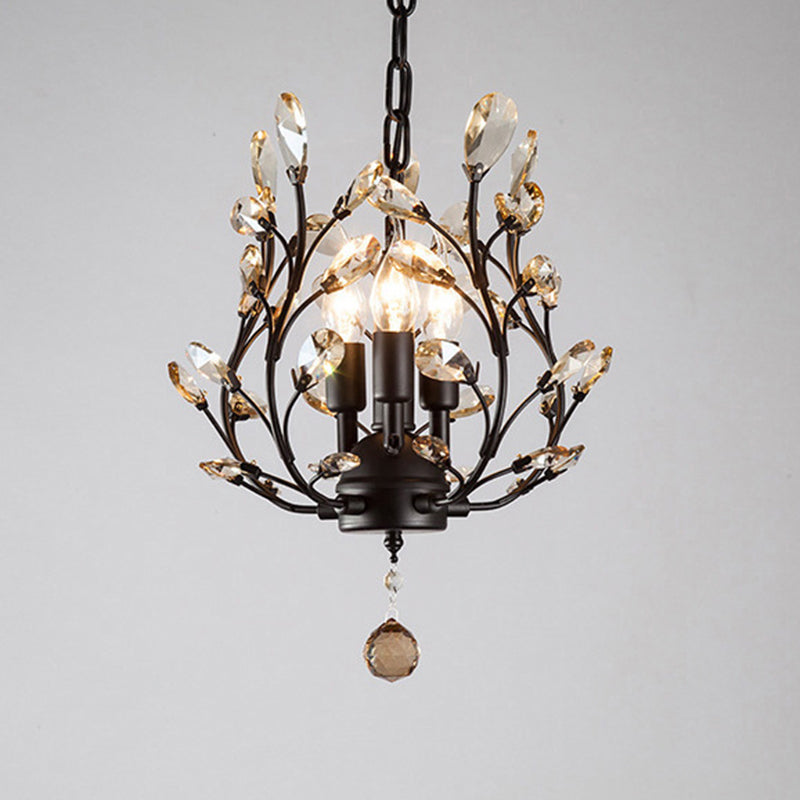 Branches Dinning Room Chandelier Light Fixture Rustic Crystal Black Hanging Chandelier