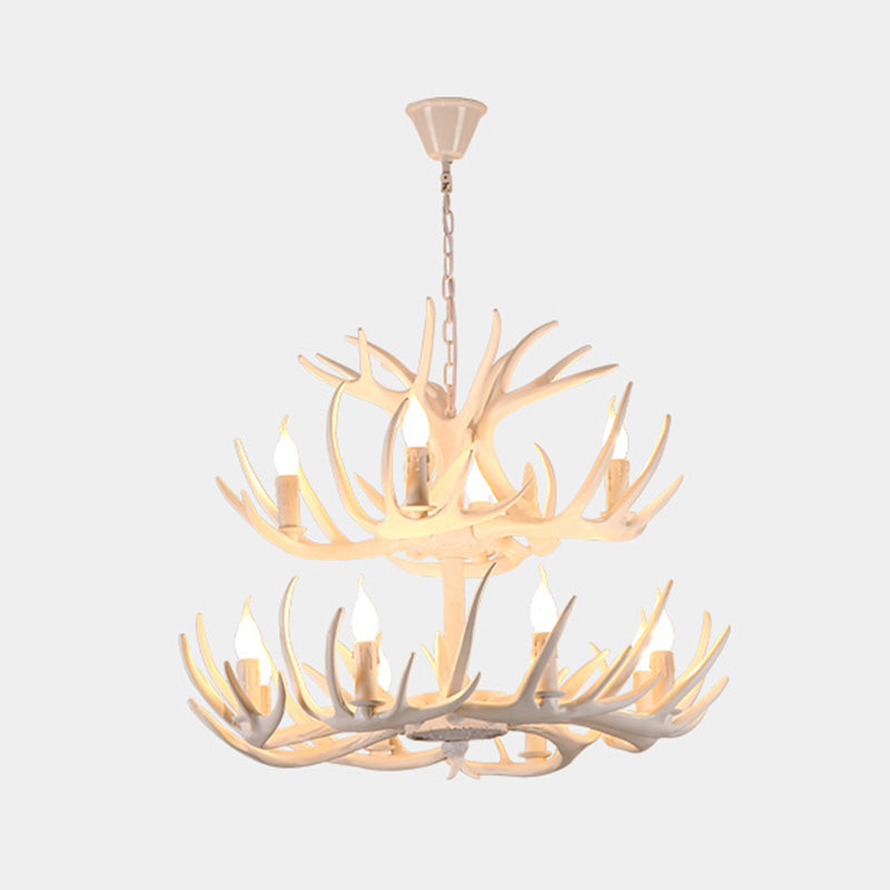 Resin Chandelier Lighting Fixture Deer Antler Traditional Chandelier Lighting for Restaurant