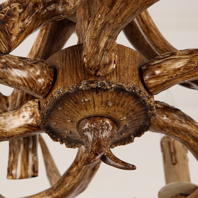 Resin Chandelier Lighting Fixture Deer Antler Traditional Chandelier Lighting for Restaurant