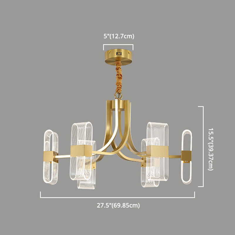 Shaded Chandelier Lighting Fixture Simplicity Metal Dinning Room LED Pendant Light Fixture in Gold