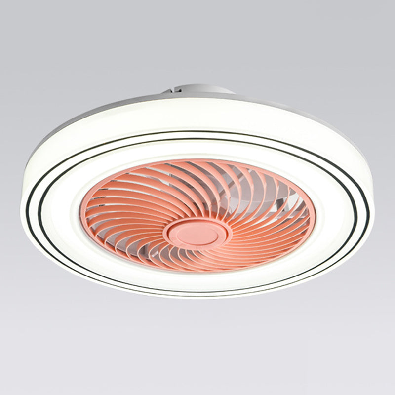 Kreisförmige Kinderschlafzimmer Deckenventilator Beleuchtung Acryl -Makkaron -LED Semi Flush Mount