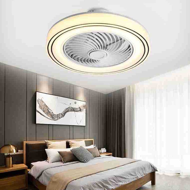 Kreisförmige Kinderschlafzimmer Deckenventilator Beleuchtung Acryl -Makkaron -LED Semi Flush Mount