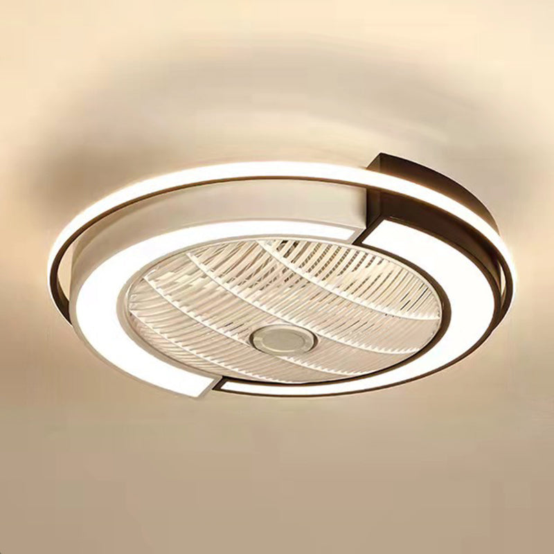 Spleißen trommelförmige LED -Deckenventilator Leuchte Nordische Metall Schlafzimmer Halbflush Mount Leuchte