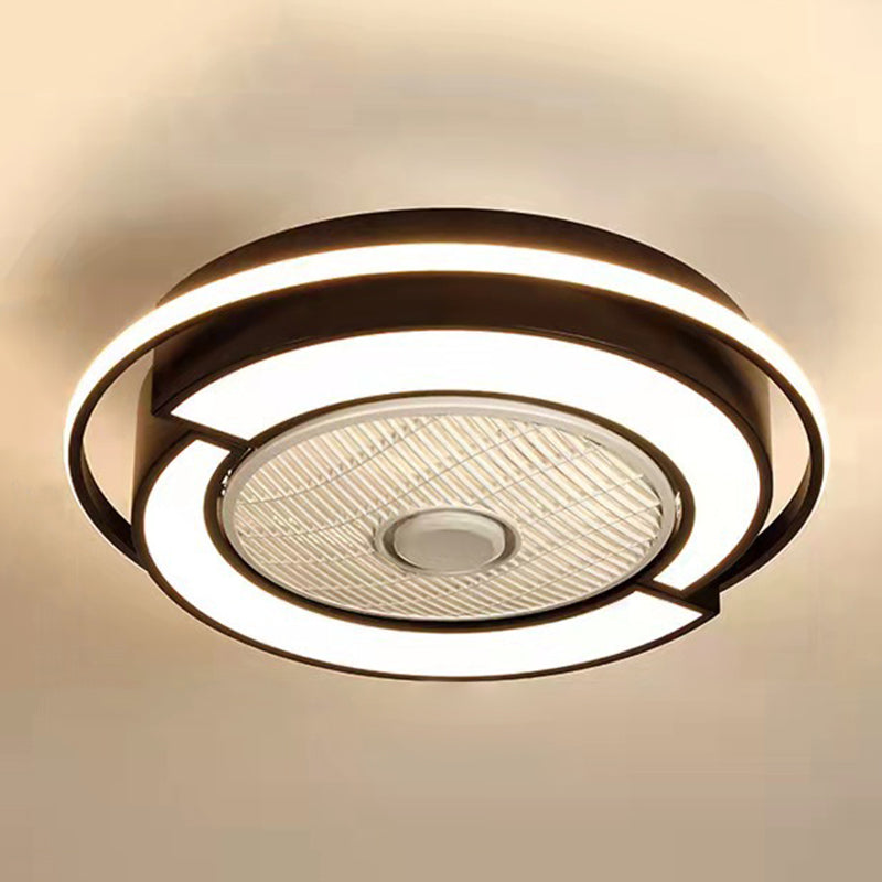 Spleißen trommelförmige LED -Deckenventilator Leuchte Nordische Metall Schlafzimmer Halbflush Mount Leuchte