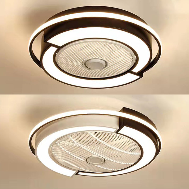 Spleißen trommelförmige LED -Deckenventilator Leuchte Nordische Metall Schlafzimmer Halbflush Mount Leuchte