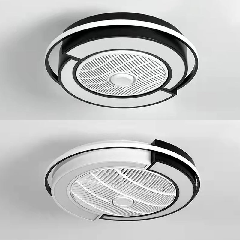 Spleißen trommelförmige LED -Deckenventilator Leuchte Nordische Metall Schlafzimmer Halbflush Mount Leuchte