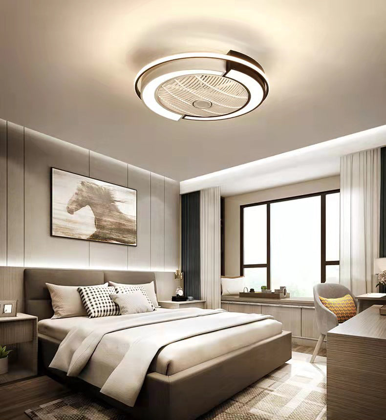 Spleißen trommelförmige LED -Deckenventilator Leuchte Nordische Metall Schlafzimmer Halbflush Mount Leuchte