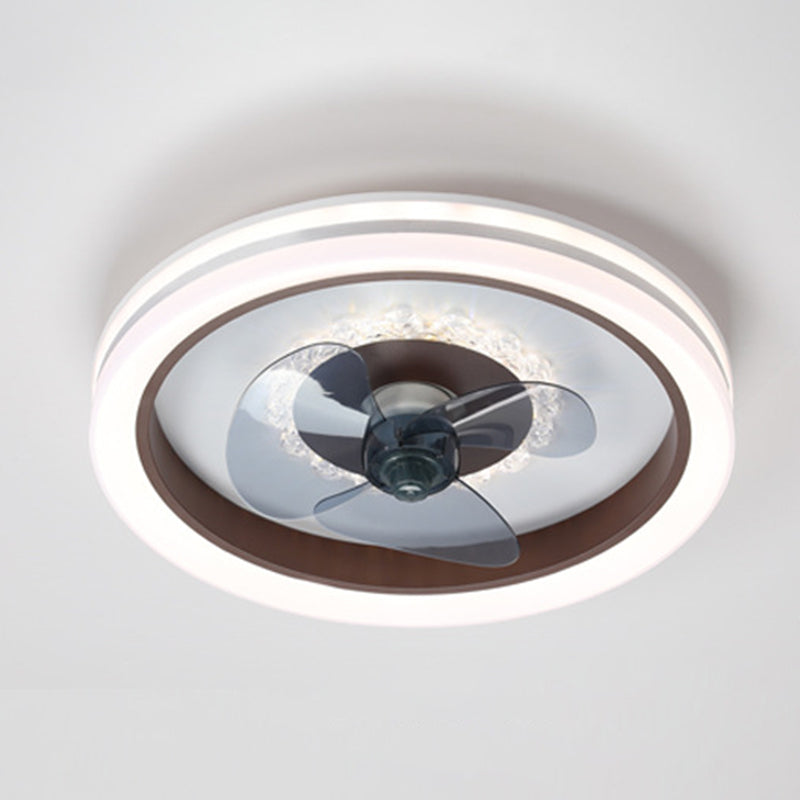 Einfachheit runde LED -Deckenventilator Acryl Schlafzimmer Halbflush -Leuchte mit 3 Klingen
