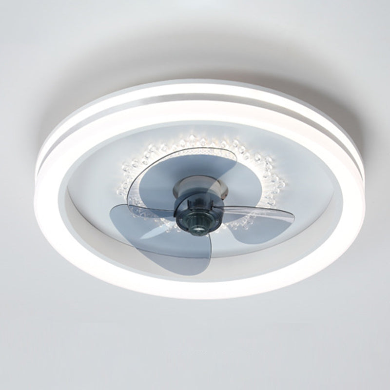 Einfachheit runde LED -Deckenventilator Acryl Schlafzimmer Halbflush -Leuchte mit 3 Klingen