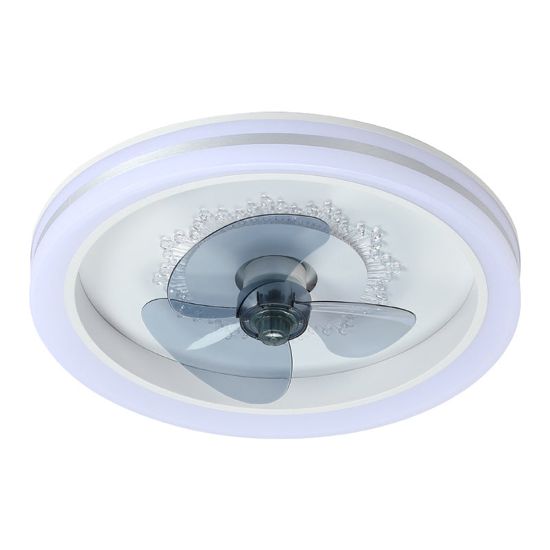 Einfachheit runde LED -Deckenventilator Acryl Schlafzimmer Halbflush -Leuchte mit 3 Klingen