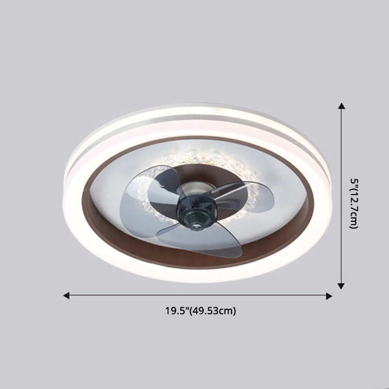 Einfachheit runde LED -Deckenventilator Acryl Schlafzimmer Halbflush -Leuchte mit 3 Klingen