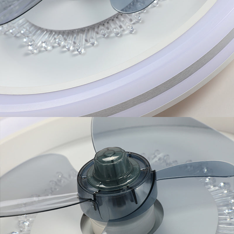 Einfachheit runde LED -Deckenventilator Acryl Schlafzimmer Halbflush -Leuchte mit 3 Klingen