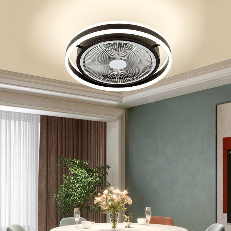 Runde Schlafzimmer halb Flush Mount Acrylminimalistische LED -Deckenlüftungslampe mit Fernbedienung