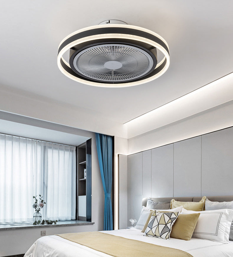 Runde Schlafzimmer halb Flush Mount Acrylminimalistische LED -Deckenlüftungslampe mit Fernbedienung