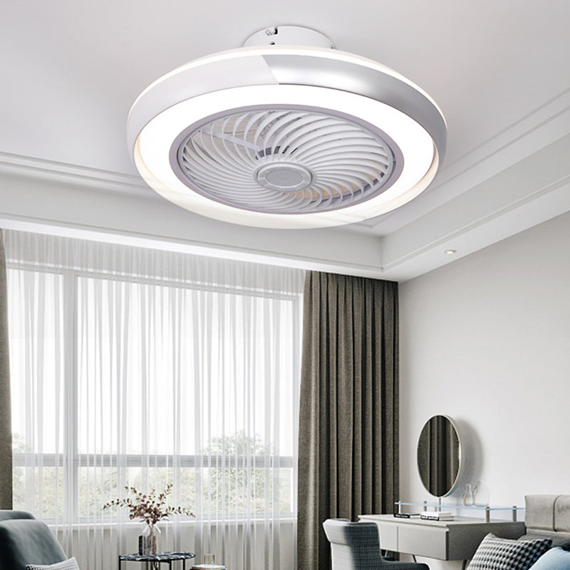 Runde Wohnzimmer Deckenlüftungslampe Metallic Moderne LED Semi Flush Leuchte