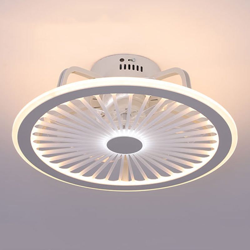 Runde Wohnzimmer Deckenlüftungslampe Metallic Moderne LED Semi Flush Leuchte