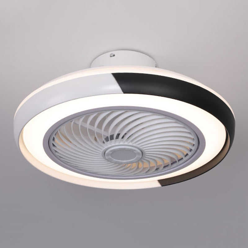 Runde Wohnzimmer Deckenlüftungslampe Metallic Moderne LED Semi Flush Leuchte