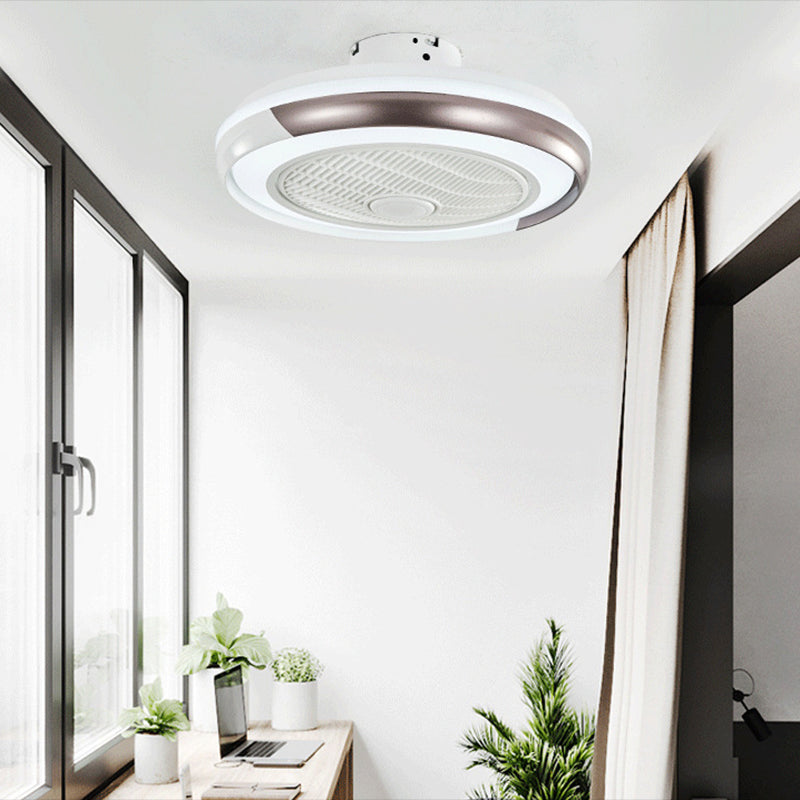 Runde Wohnzimmer Deckenlüftungslampe Metallic Moderne LED Semi Flush Leuchte