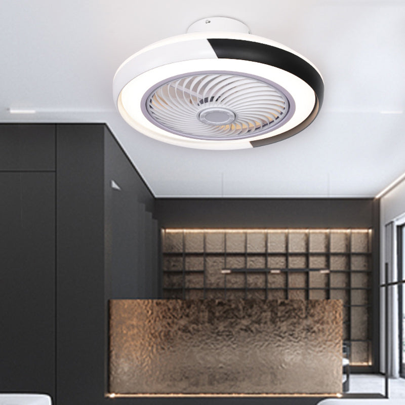 Runde Wohnzimmer Deckenlüftungslampe Metallic Moderne LED Semi Flush Leuchte