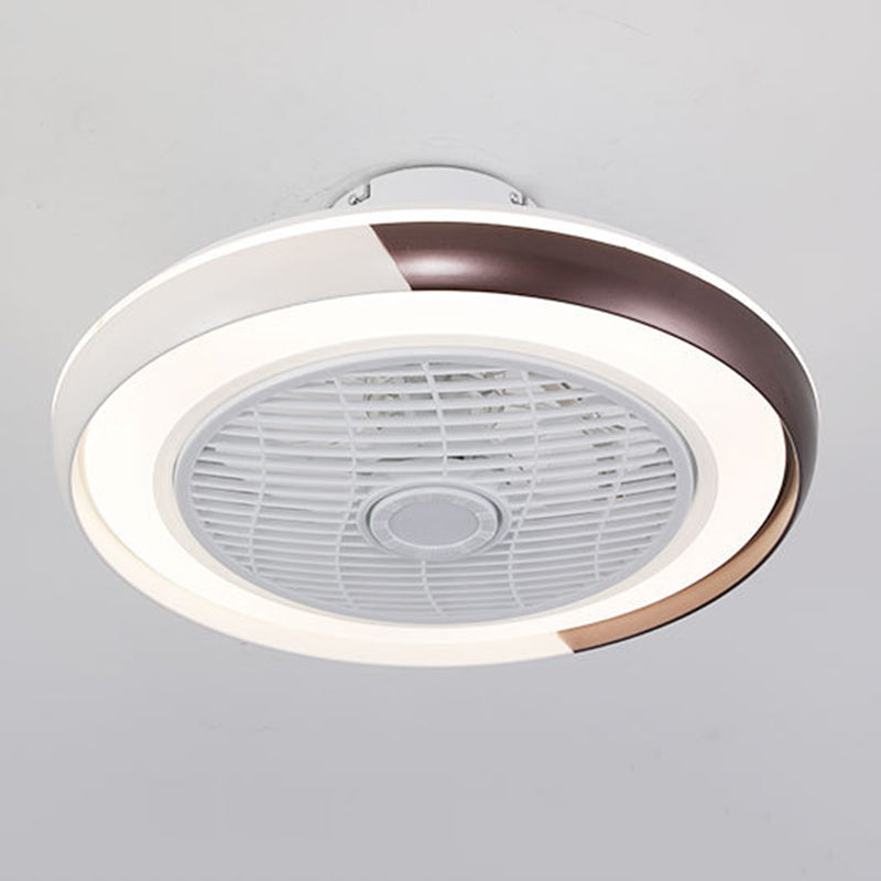 Runde Wohnzimmer Deckenlüftungslampe Metallic Moderne LED Semi Flush Leuchte