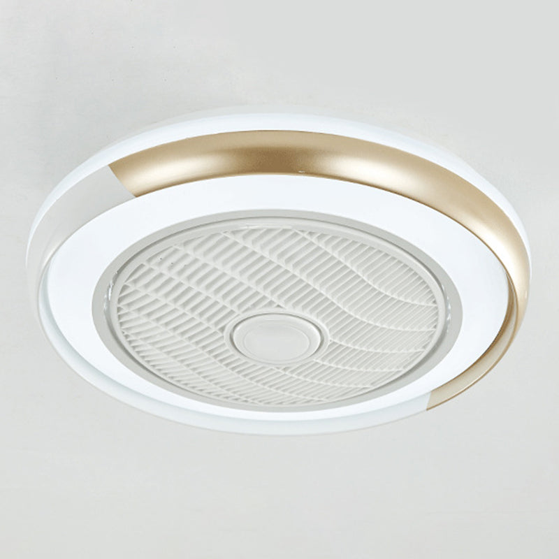 Runde Wohnzimmer Deckenlüftungslampe Metallic Moderne LED Semi Flush Leuchte