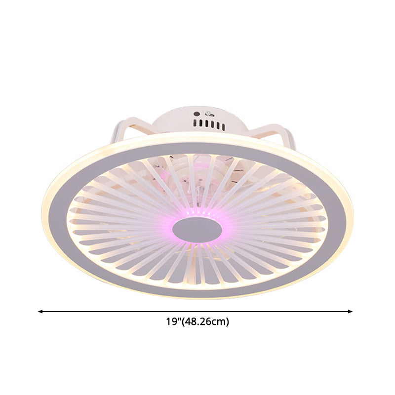 Runde Wohnzimmer Deckenlüftungslampe Metallic Moderne LED Semi Flush Leuchte