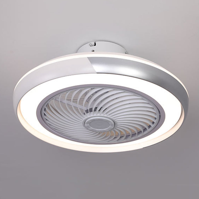 Runde Wohnzimmer Deckenlüftungslampe Metallic Moderne LED Semi Flush Leuchte