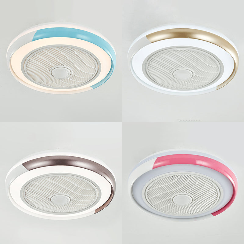 Runde Wohnzimmer Deckenlüftungslampe Metallic Moderne LED Semi Flush Leuchte