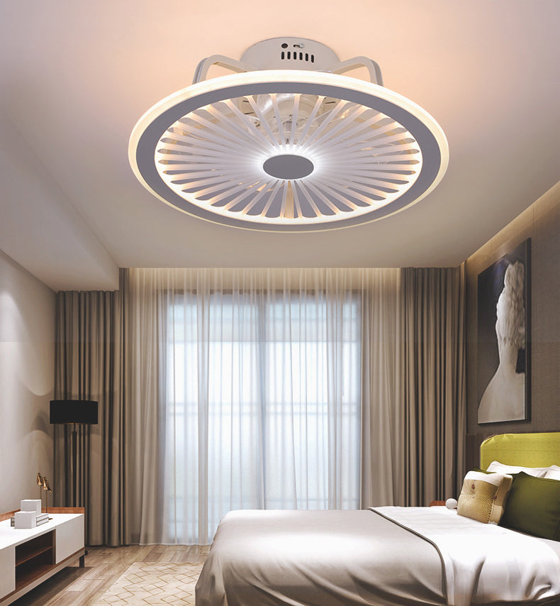Runde Wohnzimmer Deckenlüftungslampe Metallic Moderne LED Semi Flush Leuchte
