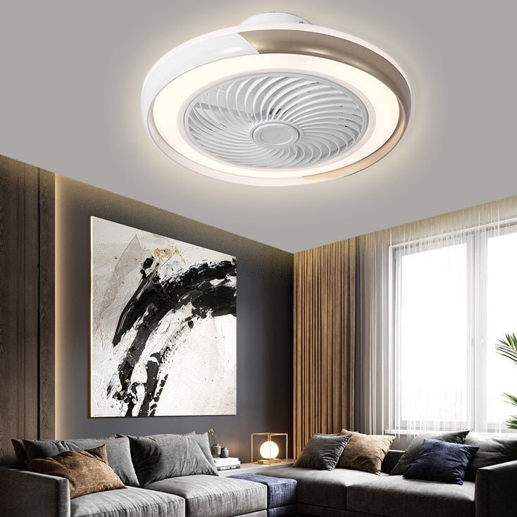 Runde Wohnzimmer Deckenlüftungslampe Metallic Moderne LED Semi Flush Leuchte