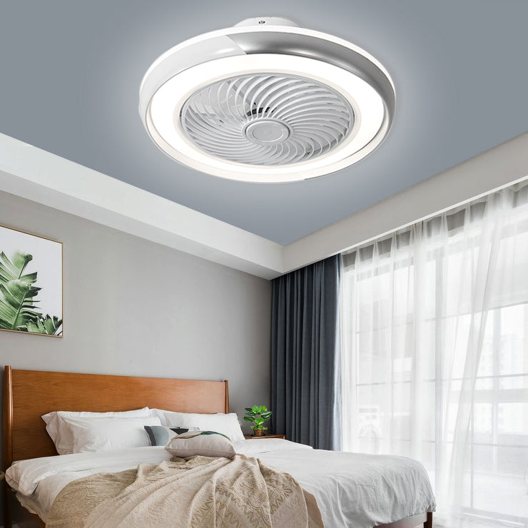 Runde Wohnzimmer Deckenlüftungslampe Metallic Moderne LED Semi Flush Leuchte