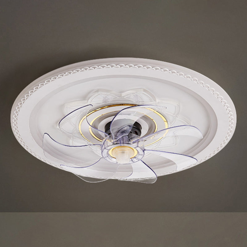 Weiße und goldene runde Lüfterlampe Einfachheit LED ACRYLIC SEMI BUSH Deckenleuchte mit Fernbedienung